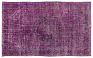 Fuchsia Over Dyed Vintage Rug 6'7'' x 10'11'' ft 201 x 334 cm
