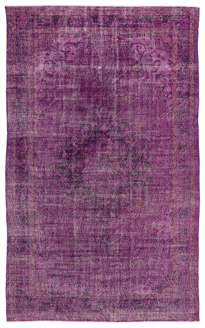 Fuchsia Over Dyed Vintage Rug 6'7'' x 10'11'' ft 201 x 334 cm
