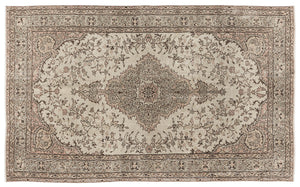 Beige Over Dyed Vintage Rug 5'4'' x 8'11'' ft 162 x 272 cm