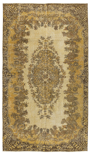 Yellow Over Dyed Vintage Rug 5'3'' x 9'5'' ft 161 x 287 cm