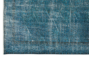 Turquoise  Over Dyed Vintage Rug 5'4'' x 8'9'' ft 163 x 267 cm