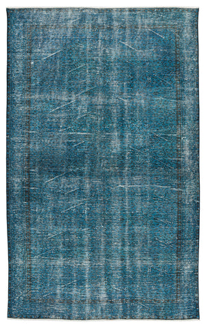 Turquoise  Over Dyed Vintage Rug 5'4'' x 8'9'' ft 163 x 267 cm