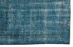 Turquoise  Over Dyed Vintage Rug 5'4'' x 8'9'' ft 163 x 267 cm