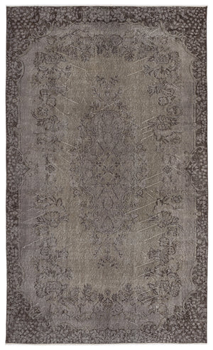 Gray Over Dyed Vintage Rug 5'5'' x 9'1'' ft 164 x 278 cm