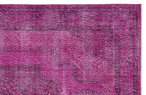 Fuchsia Over Dyed Vintage Rug 5'10'' x 9'1'' ft 178 x 276 cm