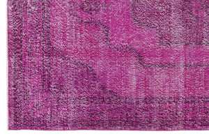 Fuchsia Over Dyed Vintage Rug 5'10'' x 9'1'' ft 178 x 276 cm