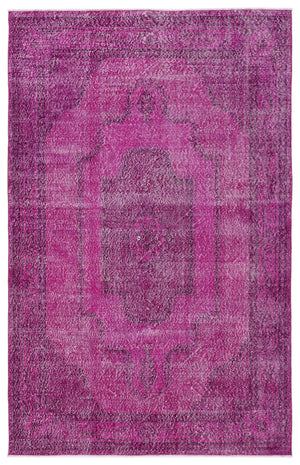 Fuchsia Over Dyed Vintage Rug 5'10'' x 9'1'' ft 178 x 276 cm