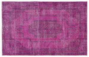 Fuchsia Over Dyed Vintage Rug 5'10'' x 9'1'' ft 178 x 276 cm