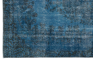 Turquoise Over Dyed Vintage Rug 5'7'' x 9'1'' ft 170 x 276 cm