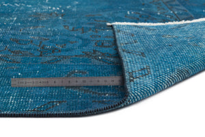 Turquoise Over Dyed Vintage Rug 5'7'' x 9'4'' ft 169 x 285 cm
