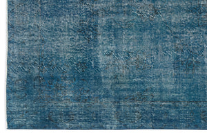 Turquoise Over Dyed Vintage Rug 5'7'' x 9'4'' ft 169 x 285 cm