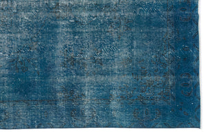 Turquoise Over Dyed Vintage Rug 5'7'' x 9'4'' ft 169 x 285 cm