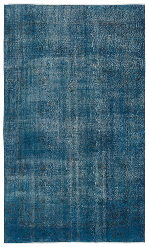 Turquoise Over Dyed Vintage Rug 5'7'' x 9'4'' ft 169 x 285 cm