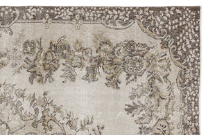 Beige Over Dyed Vintage Rug 5'8'' x 9'3'' ft 173 x 281 cm