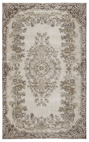 Beige Over Dyed Vintage Rug 5'8'' x 9'3'' ft 173 x 281 cm