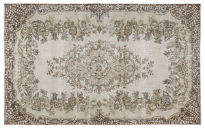 Beige Over Dyed Vintage Rug 5'8'' x 9'3'' ft 173 x 281 cm