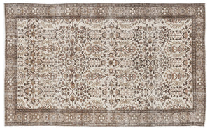 Beige Over Dyed Vintage Rug 5'5'' x 8'11'' ft 164 x 273 cm