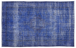 Blue Over Dyed Vintage Rug 5'3'' x 8'6'' ft 159 x 258 cm