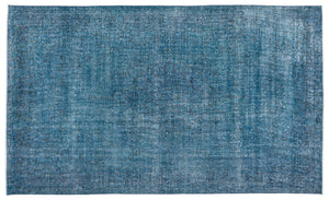 Turquoise Over Dyed Vintage Rug 5'9'' x 9'9'' ft 175 x 297 cm