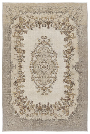 Beige Over Dyed Vintage Rug 6'4'' x 9'6'' ft 192 x 290 cm