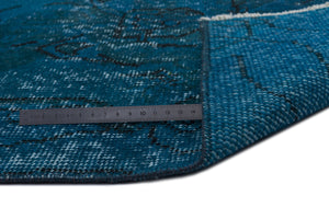 Turquoise Over Dyed Vintage Rug 5'7'' x 9'1'' ft 169 x 276 cm