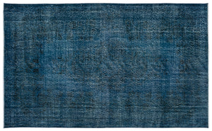 Turquoise Over Dyed Vintage Rug 5'7'' x 9'1'' ft 169 x 276 cm