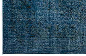 Turquoise Over Dyed Vintage Rug 5'7'' x 9'1'' ft 169 x 276 cm