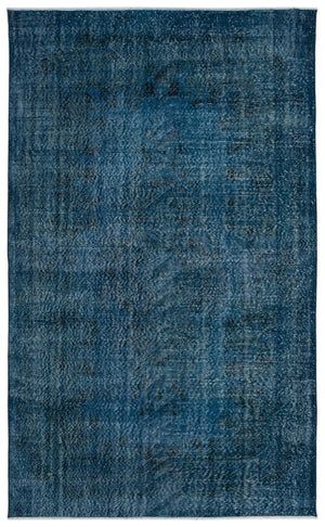 Turquoise Over Dyed Vintage Rug 5'7'' x 9'1'' ft 169 x 276 cm