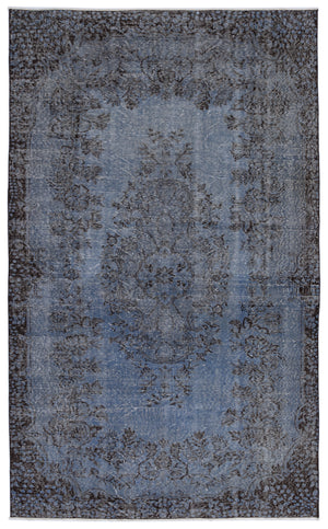 Blue Over Dyed Vintage Rug 5'8'' x 9'4'' ft 173 x 285 cm