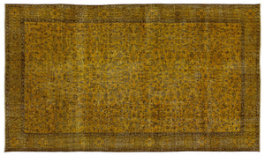 Yellow Over Dyed Vintage Rug 5'6'' x 9'6'' ft 167 x 290 cm