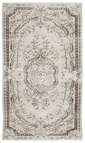 Beige Over Dyed Vintage Rug 5'3'' x 9'0'' ft 159 x 275 cm