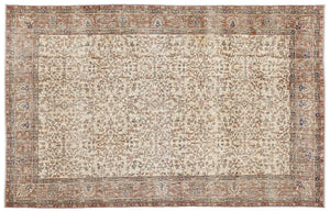 Beige Over Dyed Vintage Rug 6'7'' x 10'4'' ft 200 x 314 cm