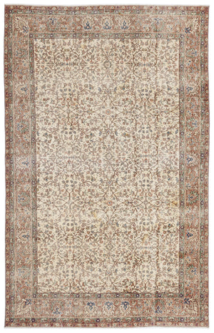 Beige Over Dyed Vintage Rug 6'7'' x 10'4'' ft 200 x 314 cm