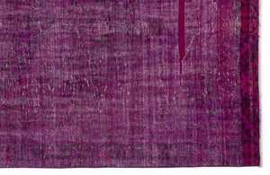 Fuchsia Over Dyed Vintage Rug 5'1'' x 9'4'' ft 155 x 284 cm