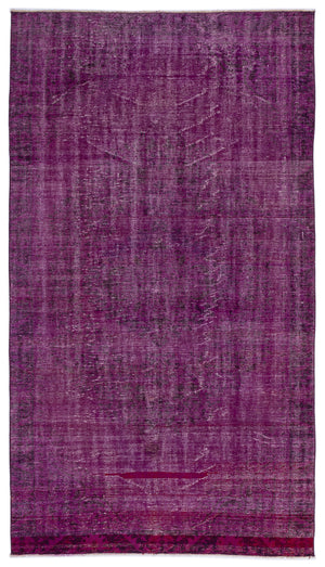 Fuchsia Over Dyed Vintage Rug 5'1'' x 9'4'' ft 155 x 284 cm