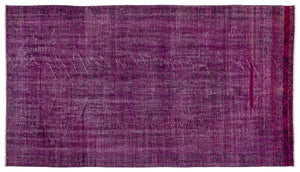 Fuchsia Over Dyed Vintage Rug 5'1'' x 9'4'' ft 155 x 284 cm