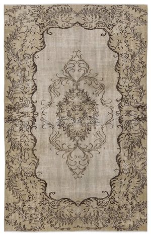 Beige Over Dyed Vintage Rug 5'7'' x 8'8'' ft 170 x 265 cm