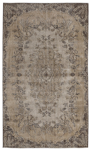 Brown Over Dyed Vintage Rug 5'5'' x 9'3'' ft 166 x 281 cm