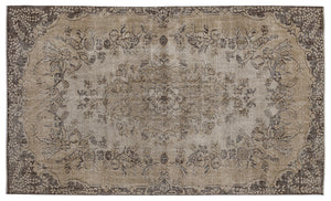 Brown Over Dyed Vintage Rug 5'5'' x 9'3'' ft 166 x 281 cm