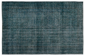 Turquoise Over Dyed Vintage Rug 5'10'' x 9'1'' ft 177 x 276 cm