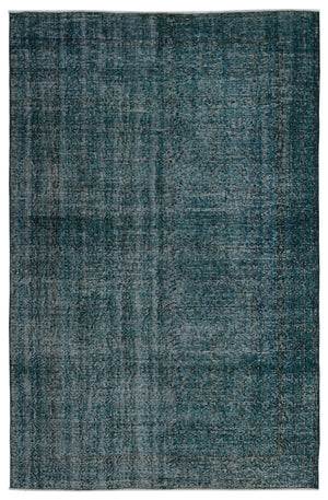 Turquoise Over Dyed Vintage Rug 5'10'' x 9'1'' ft 177 x 276 cm