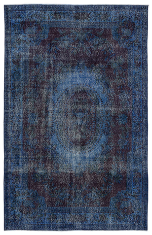 Turquoise Over Dyed Vintage Rug 5'11'' x 9'5'' ft 181 x 288 cm