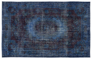 Turquoise Over Dyed Vintage Rug 5'11'' x 9'5'' ft 181 x 288 cm