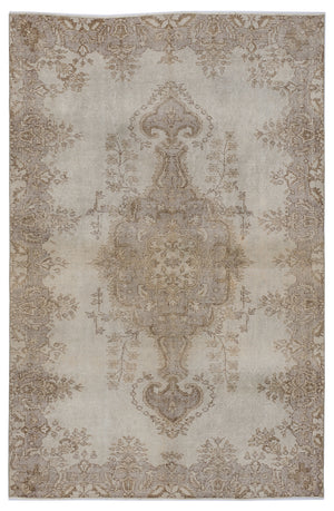 Beige Over Dyed Vintage Rug 5'7'' x 8'6'' ft 170 x 258 cm