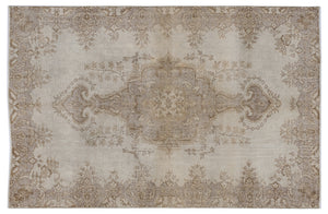 Beige Over Dyed Vintage Rug 5'7'' x 8'6'' ft 170 x 258 cm