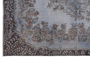 Blue Over Dyed Vintage Rug 5'7'' x 9'12'' ft 170 x 304 cm