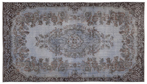 Blue Over Dyed Vintage Rug 5'7'' x 9'12'' ft 170 x 304 cm