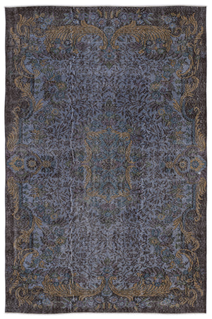 Blue Over Dyed Vintage Rug 6'3'' x 9'7'' ft 191 x 292 cm