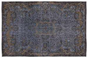 Blue Over Dyed Vintage Rug 6'3'' x 9'7'' ft 191 x 292 cm