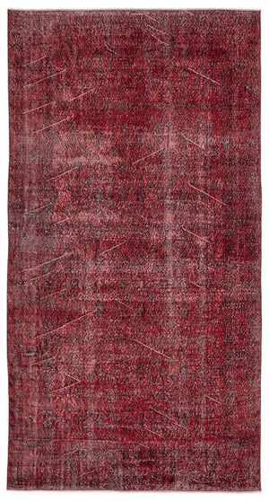Red Over Dyed Vintage Rug 5'6'' x 10'1'' ft 167 x 308 cm